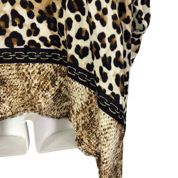 Chicos Womens Ruana Fusion Leopard Print Poncho Jacket Open Draped Top One Size - Picture 10 of 14